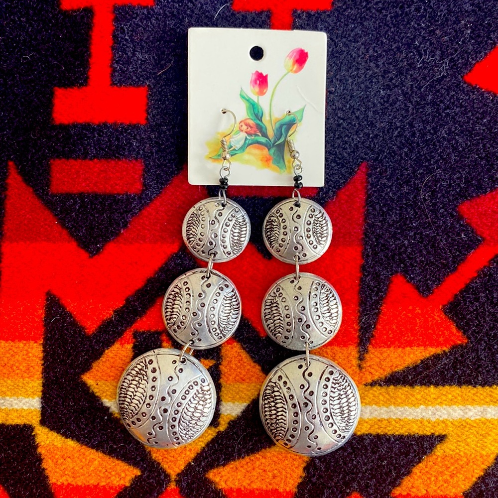 Handmade Kenyan Earrings in Silver Color/ LongDangle African Earrings/ Stunning